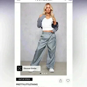 Pretty little thing, satin asymmetric tie waist tailored trousers 6